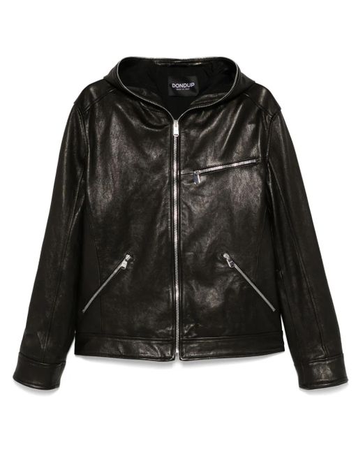 メンズ Dondup レザー ライダースジャケット Black