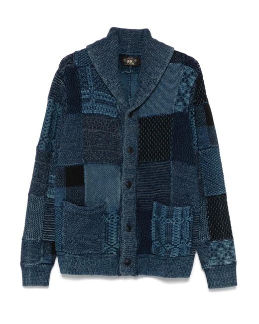 RRL Blue Patchwork Cardigan for men