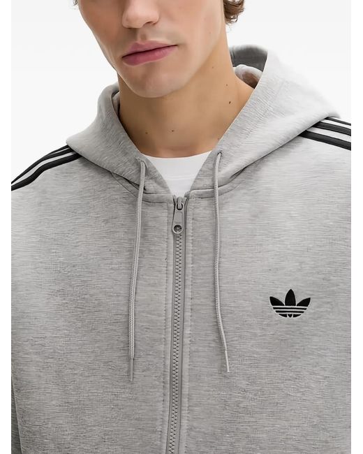 Adidas Gray Originals Adicolor 3-Stripes Spacer Zip Hoodie for men