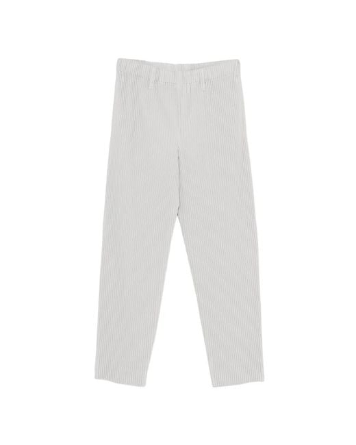 Homme Plissé Issey Miyake White Pleated Trousers for men