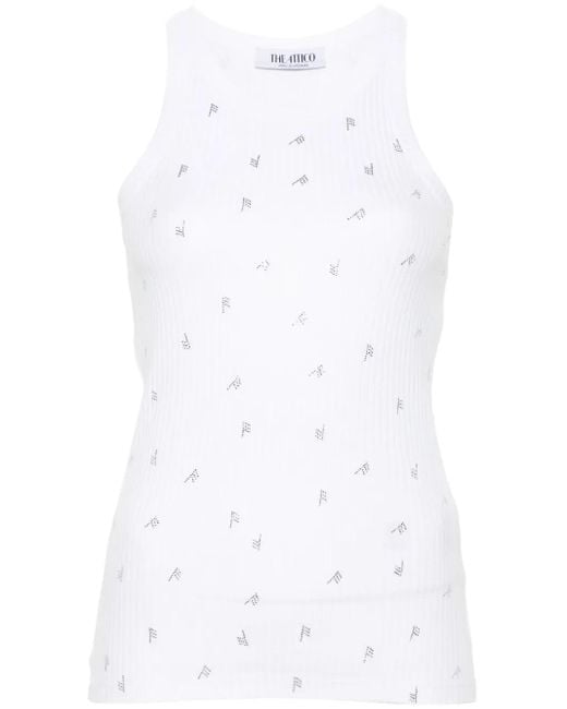 The Attico White Allover Logo Cotton Tank Top