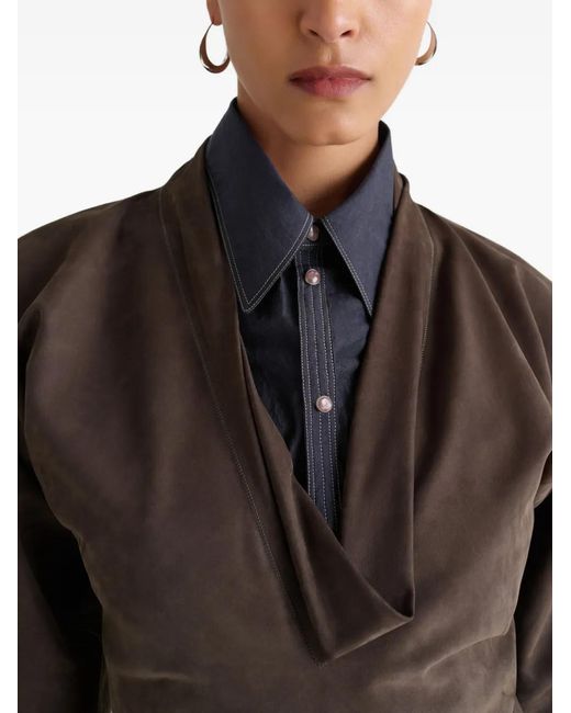 Lemaire Brown Drop Hoop Earrings