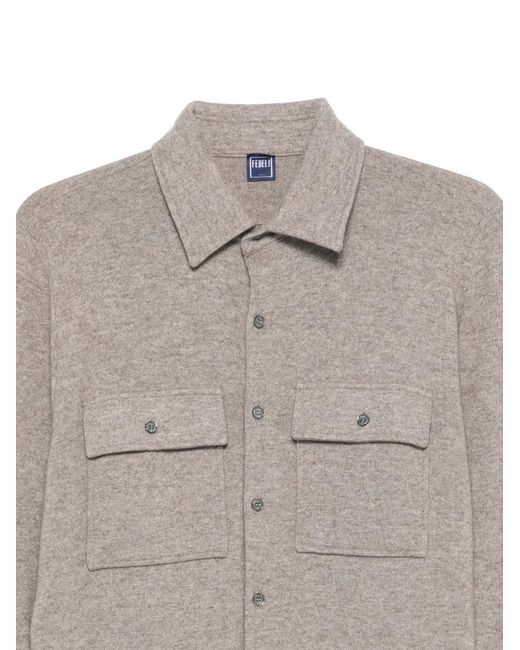 Fedeli Gray Cashmere Shirt Jacket for men