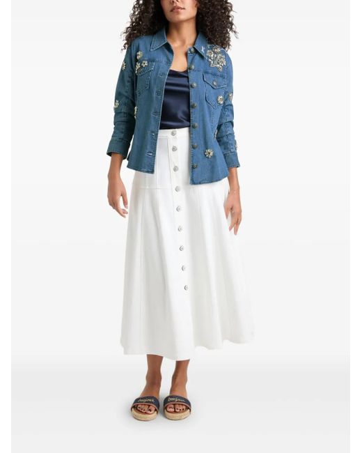 Cinq À Sept Blue Crystal-embellished Denim Jacket