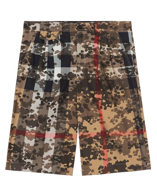 Burberry Camouflage Check Tailored Shorts in Brown for Men Lyst UK