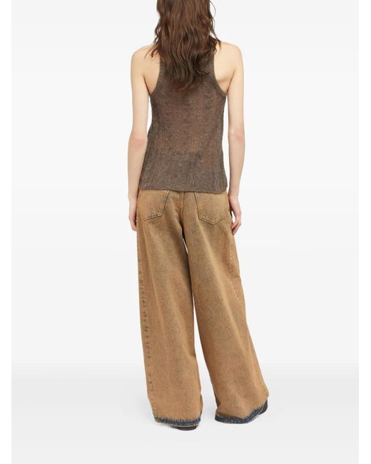 Alanui Brown Desert Drift Cable-Knit Tank Top