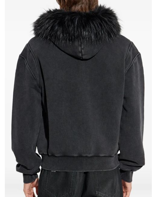 M I S B H V Gray Faux-Fur Trim Hoodie for men