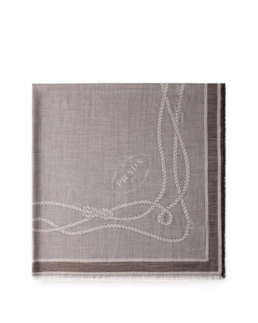 Prada Gray Silk, Cashmere And Wool Jacquard Shawl