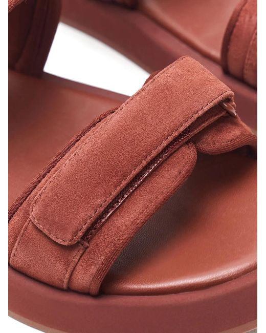 12 STOREEZ Red Double-Strap Suede Sandals