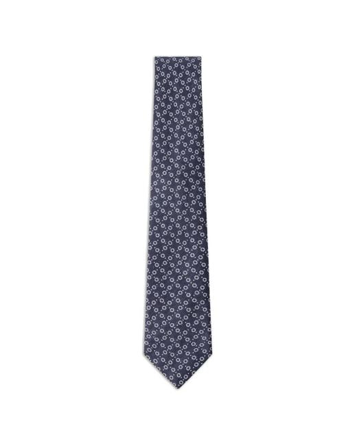 Hackett Blue Natte Circle Dot-Pattern Silk-Blend Tie for men