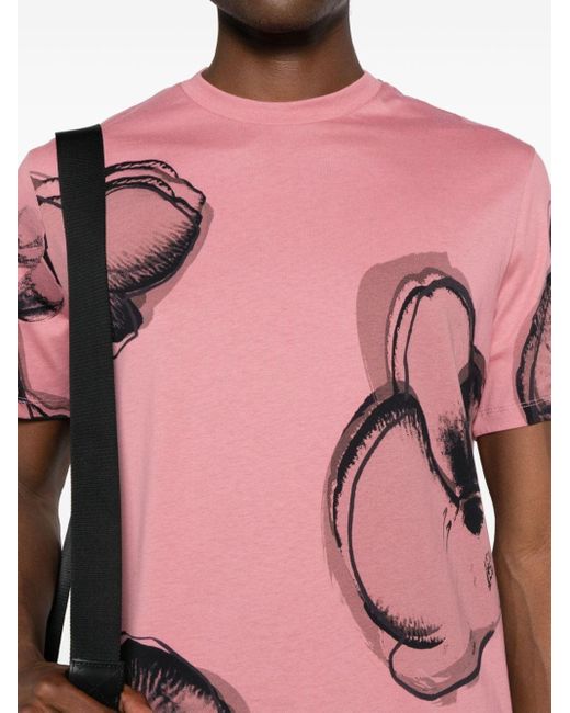 Paul Smith Pink Orchid-print Cotton T-shirt for men