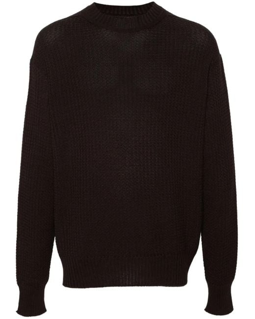 Homme Plissé Issey Miyake Black Crew-Neck Cotton Jumper for men