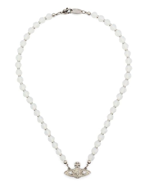 Vivienne Westwood White Messaline Orb-motif Choker Necklace