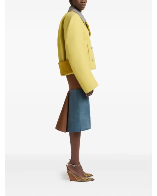 Marni Yellow Snakeskin-Print Wool Jacket