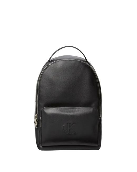 Calvin Klein Black Embossed-Logo Backpack