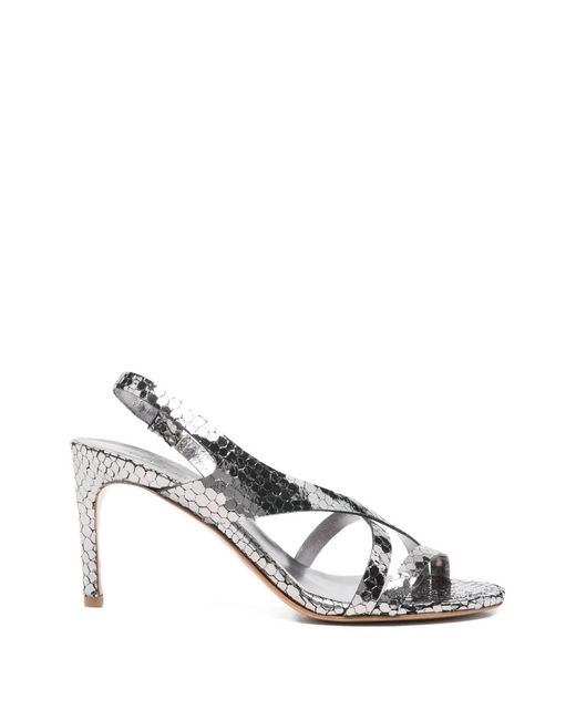 Roberto Del Carlo White Cannes Strappy Snakeskin-Effect Sandals