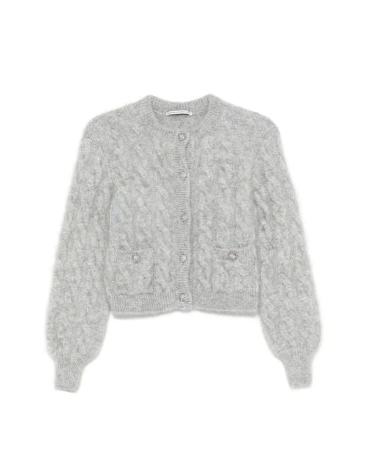 Alessandra Rich Gray Cable-Knit Cardigan