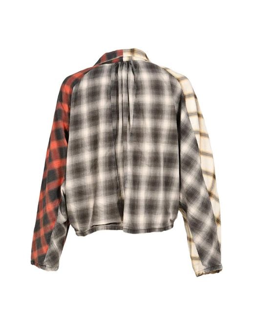 RRR123 White Nazarene Patchwork Check-Pattern Shirt for men