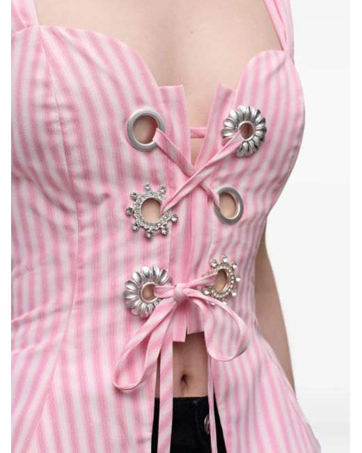 Top estilo corsé a rayas Area de color Pink