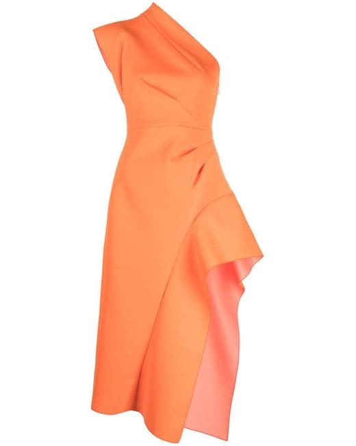 Acler Orange Eddington One-shoulder Midi Dress