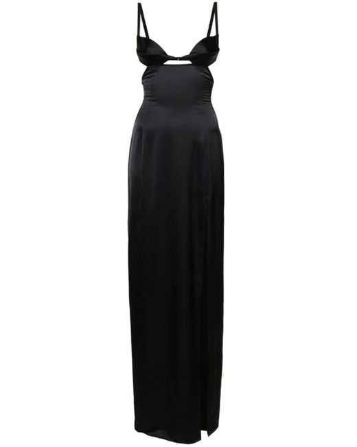 Nensi Dojaka Black Cut-out Detail Satin Dress