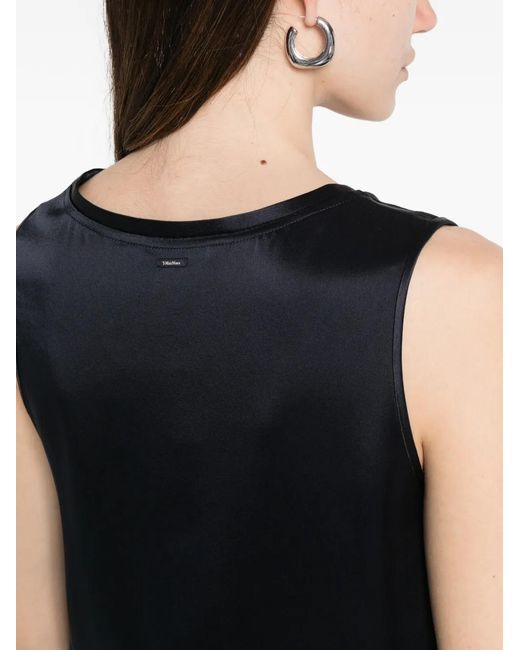 Max Mara Blue Round-Neck Blouse