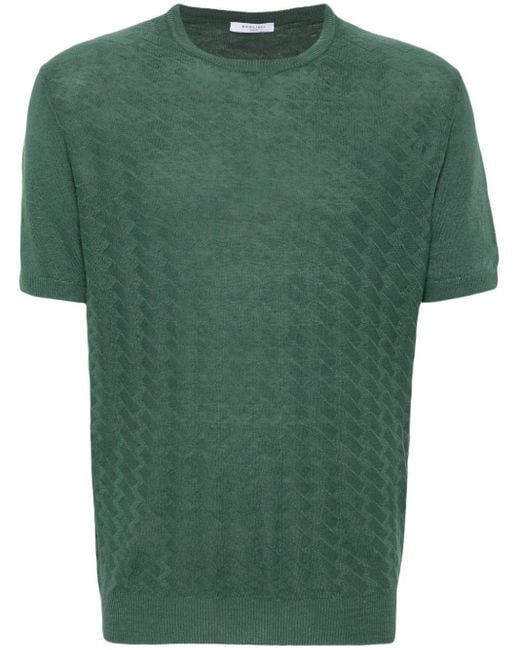 Boglioli Gestricktes T-Shirt aus Leinen in Green für Herren