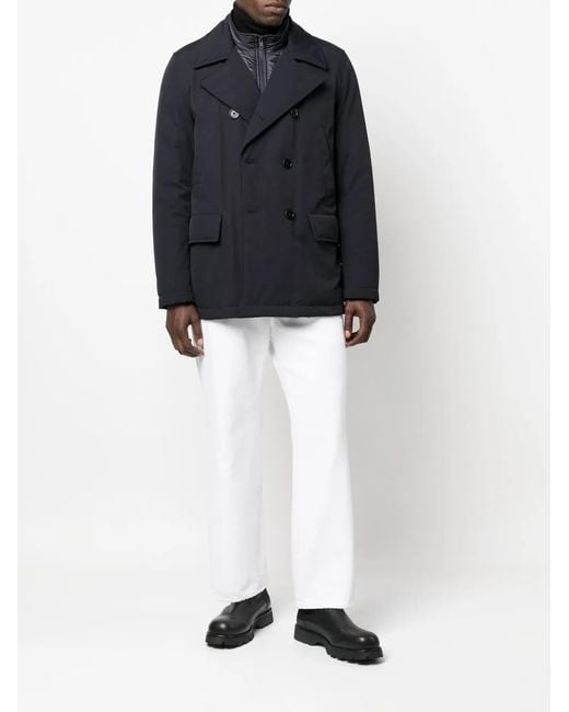 Fay Blue Quilted Double-Breasted Coat for men