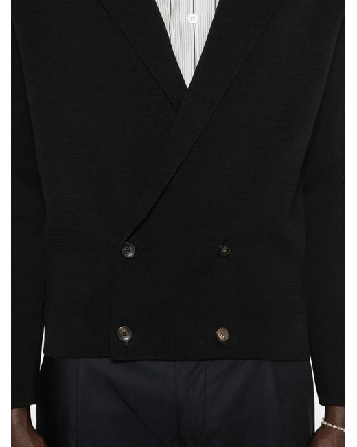 FILIPPO DE LAURENTIIS Black Double Breasted Cardigan for men
