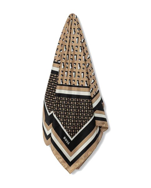Boss White Patterned Scarf