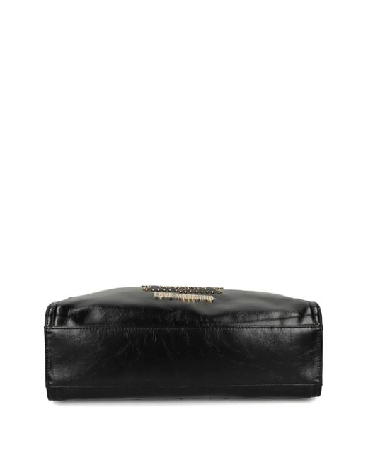 Love Moschino Black Logo-Plaque Studded Shoulder Bag