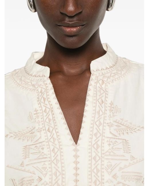 Ba&sh White Embroidered Long-Sleeve Blouse
