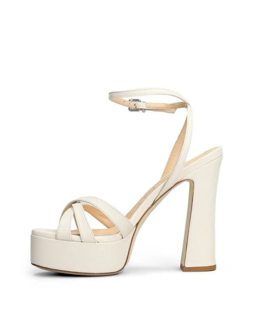 Chantal White Crossover-Strap Platform Sandals