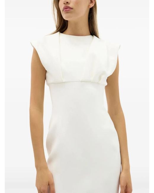 Rachel Gilbert White Maggie Draped-Detailed Midi Dress