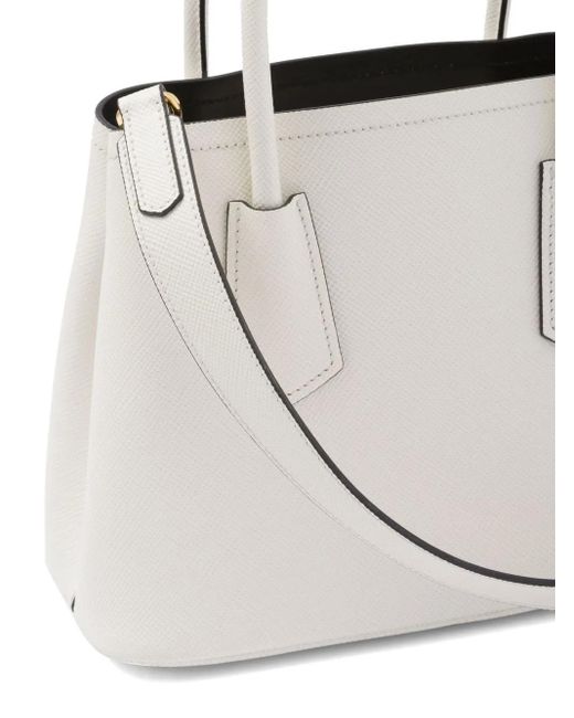 Prada White Shopper Aus Saffiano-Leder