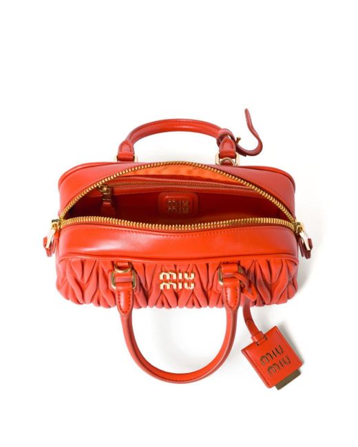 Miu Miu Red Arcadie Matelassé Leather Bag