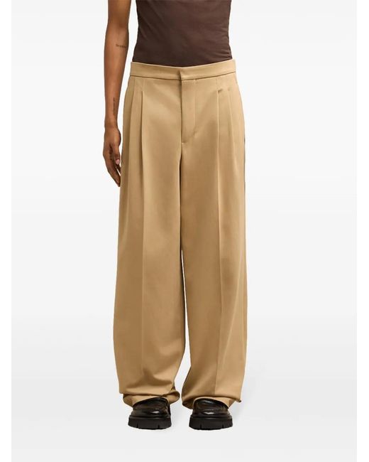 AMI Natural Cotton Wide-Leg Trousers for men