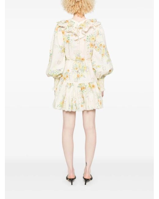 ALÉMAIS Natural Juliette Embroidered Cotton Mini Dress