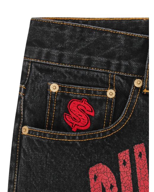BBCICECREAM Gray Arch Logo Graphic Jeans for men