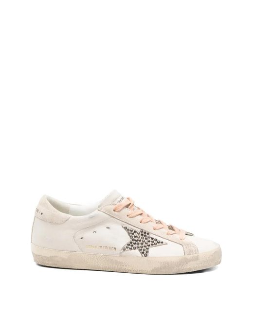Golden Goose Deluxe Brand White Super-Star Lace-Up Sneakers