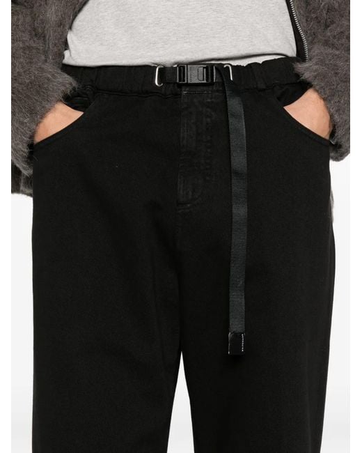White Sand Black Belt Trousers for men
