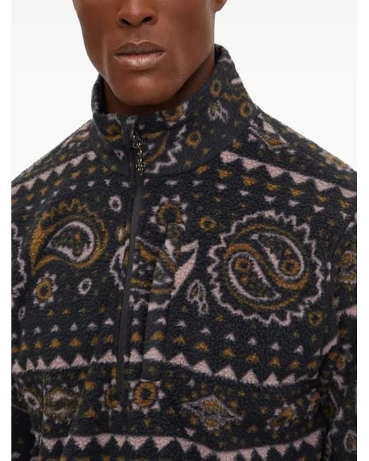 Billabong Black Paisley-Pattern Fleece Zip-Up Sweatshirt for men