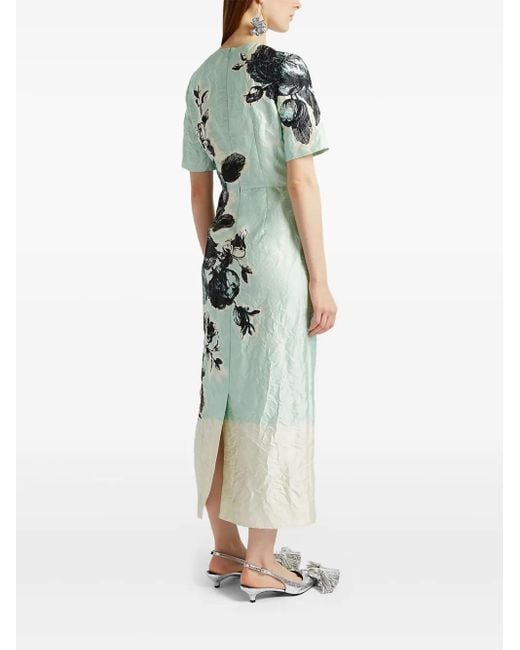 Abito Midi A Maniche Corte di Erdem in Green