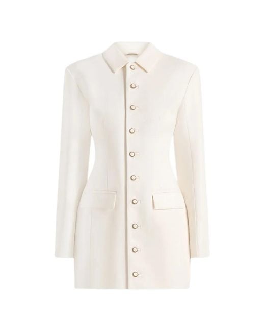 Manière De Voir White Cinch Button Up Blazer Dress