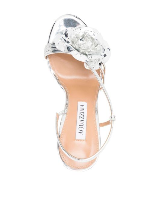 Aquazzura White Paris Rose 105mm Sandals