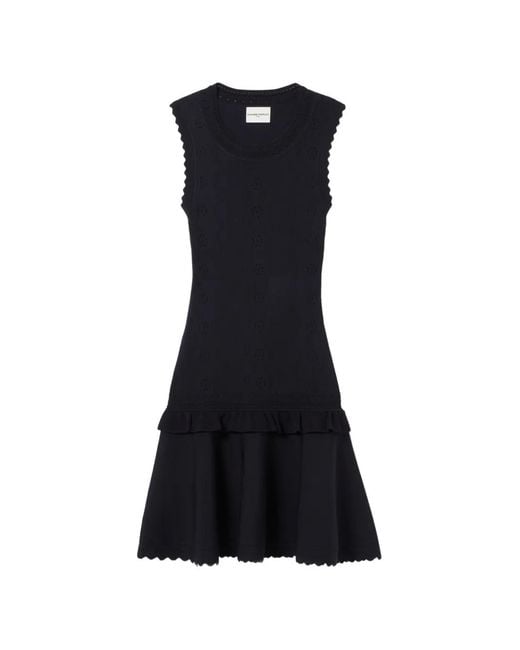 Claudie Pierlot Blue Scalloped Ruffled Knitted Dress