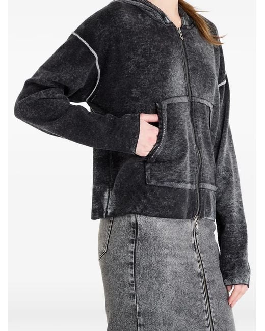 DIESEL Black Reverse-Print Hooded Cardigan
