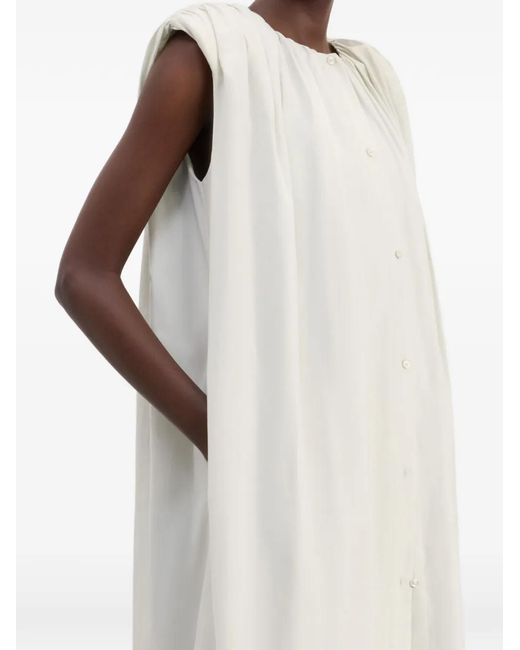 Loulou de Saison White Button-Fastening Midi Dress