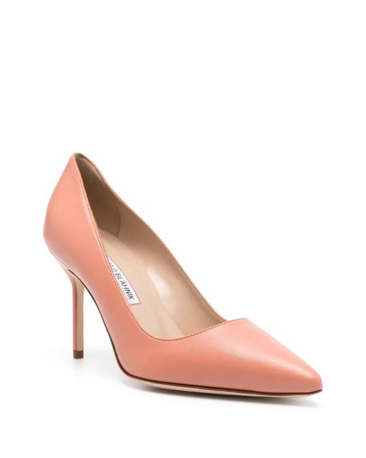 Manolo Blahnik Pink Bb 80Mm Leather Pumps