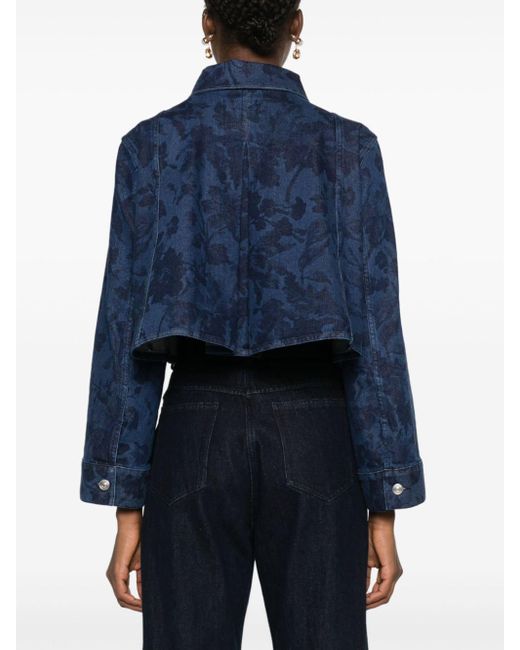 Erdem Blue Cropped-Jacke mit Blumen-Print